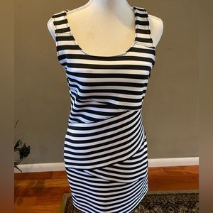 Michael Kors Black and White Striped Dress